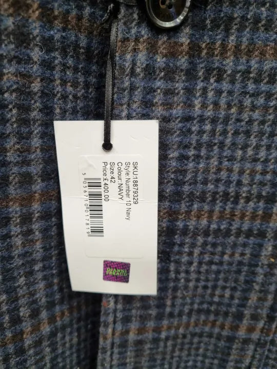 Gianni Feraud Navy Number 10 Wool Blend Coat Size: 42