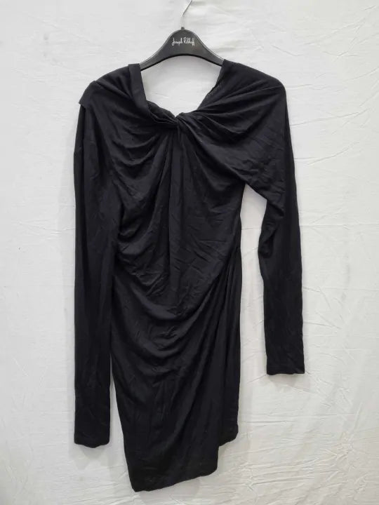 Helmut Lang - Black Twist One Shoulder Mini Dress Size: Medium