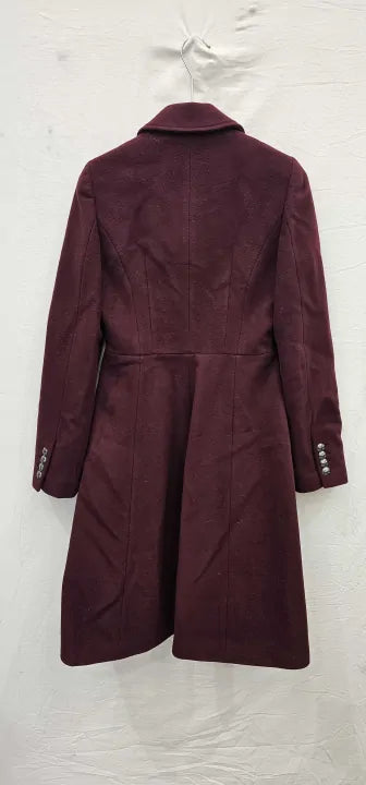 Burgundy Catilin Wool Cashmere Blend Coat Size: Uk 8