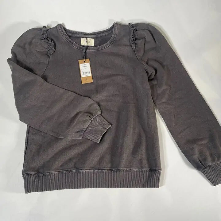 Hush-Xs- Emilia Ruffle Sweatshirt - Dark Slate Size: Xs
