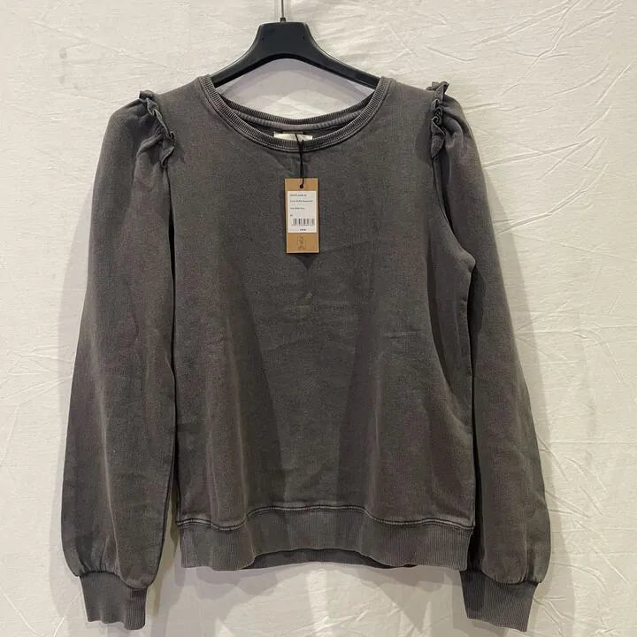 Hush-Xs- Emilia Ruffle Sweatshirt - Dark Slate Size: Xs
