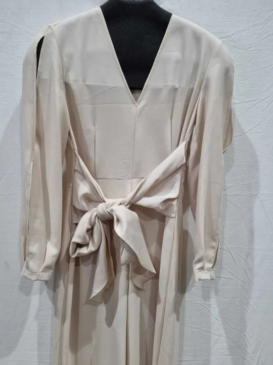 Max&Co. Nunzio - Beige Matte Satin-Backed Jumpsuit Size: Uk 6