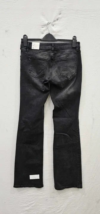 Black Denim Low-Rise Flared Jeans Size: Uk 10