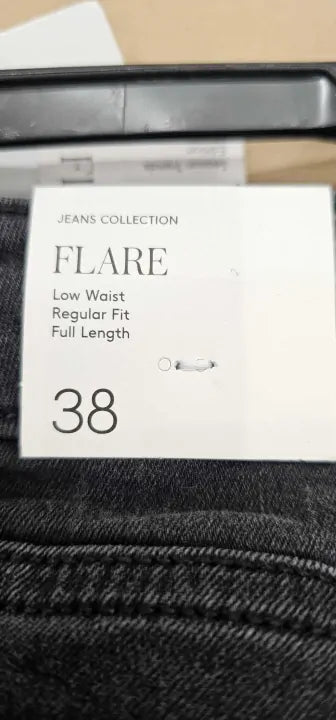 Black Denim Low-Rise Flared Jeans Size: Uk 10