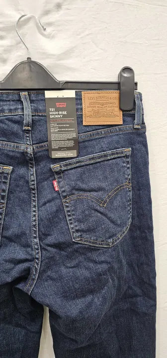 High Rise Skinny Stretch Jeans - Blue Size: 30