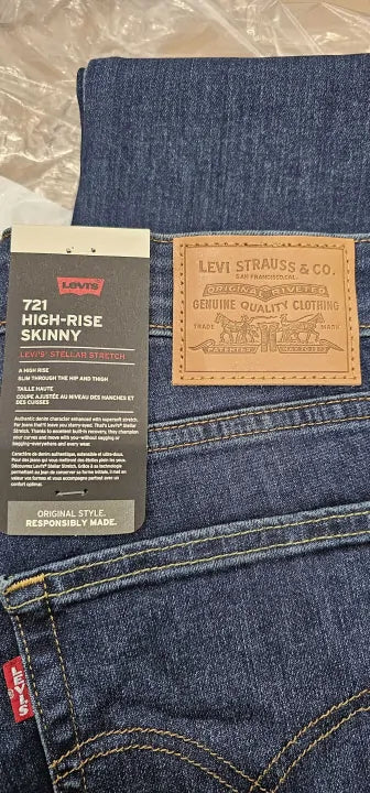 High Rise Skinny Stretch Jeans - Blue Size: 30