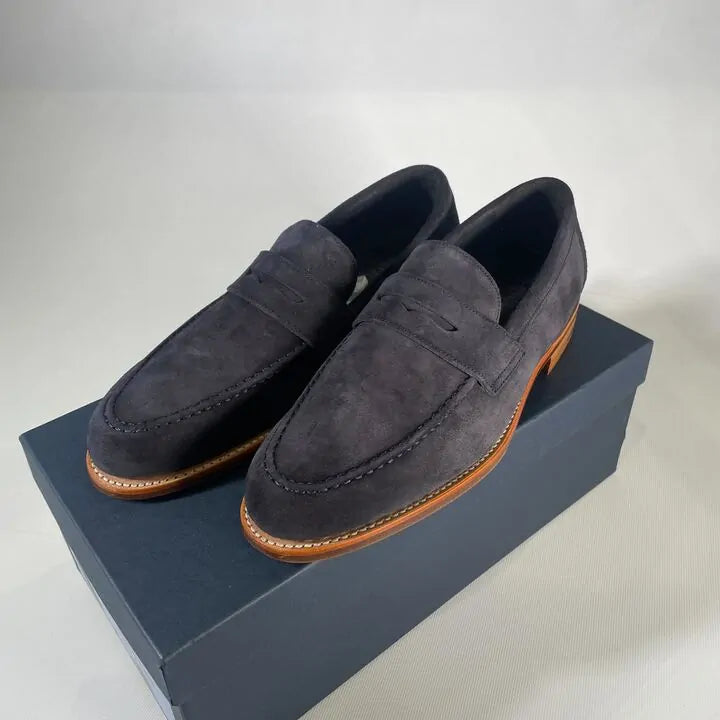 Barker - Navy Suede Jevington Loafer Size: Uk 7