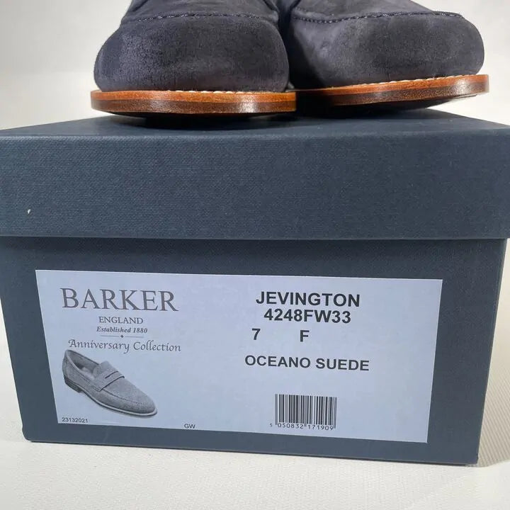 Barker - Navy Suede Jevington Loafer Size: Uk 7