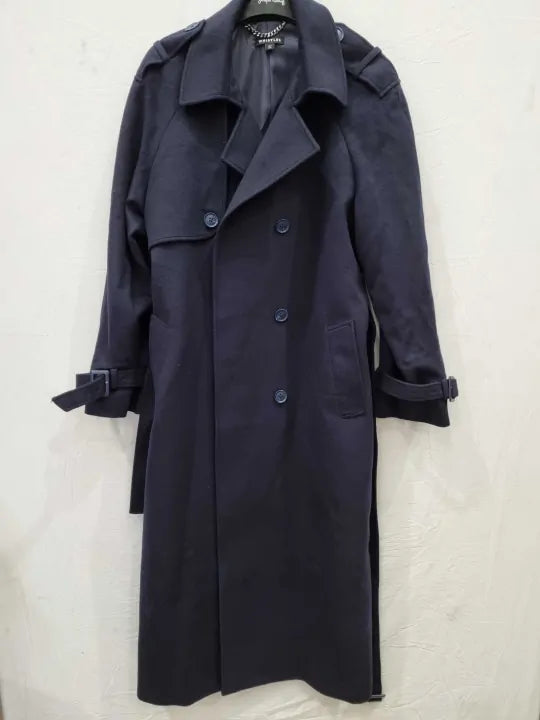 Whistles Navy Sabine Wool Mac Size: Uk 14