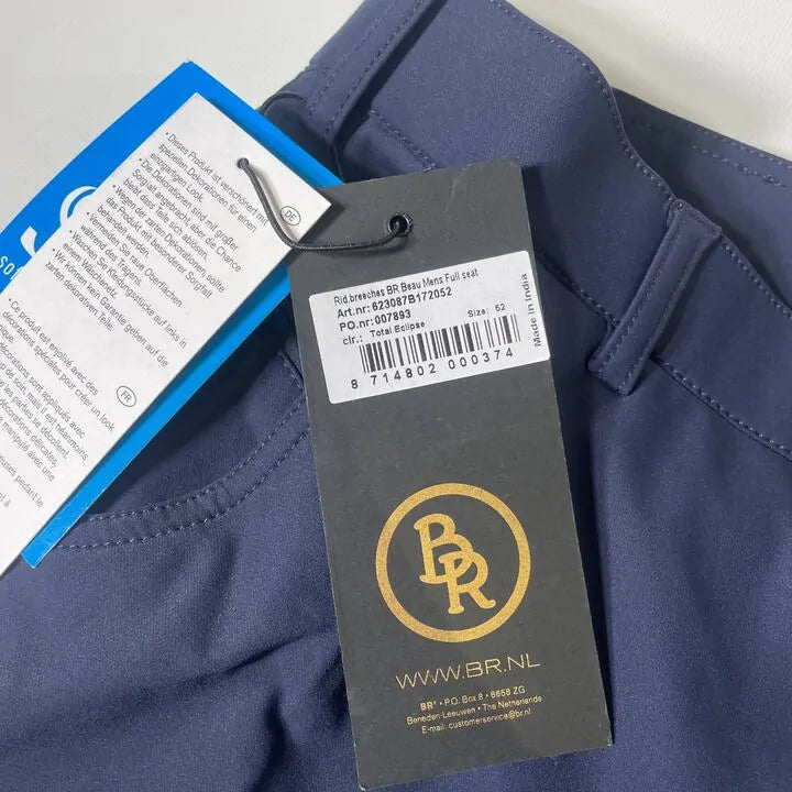 Br-52- Riding Breeches Mens Full Seat-Navy Size: 52