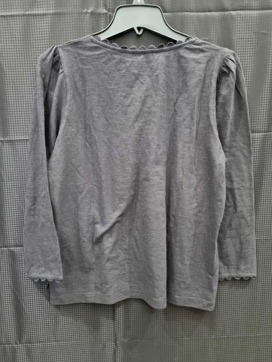 Wyse - Black Elyna Ric Rac 3/4 Sleeve Tee Size: 3