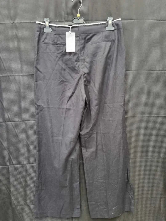 Mango Black Linen Blend Trousers Size: 42