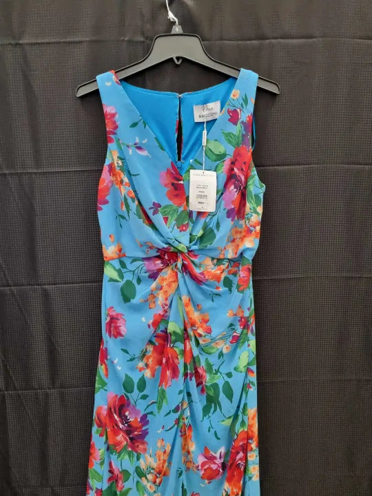 Gina Bacconi - Blue/Multi Jennifer Printed Twist Bodice Maxi Dress Size: Uk 10