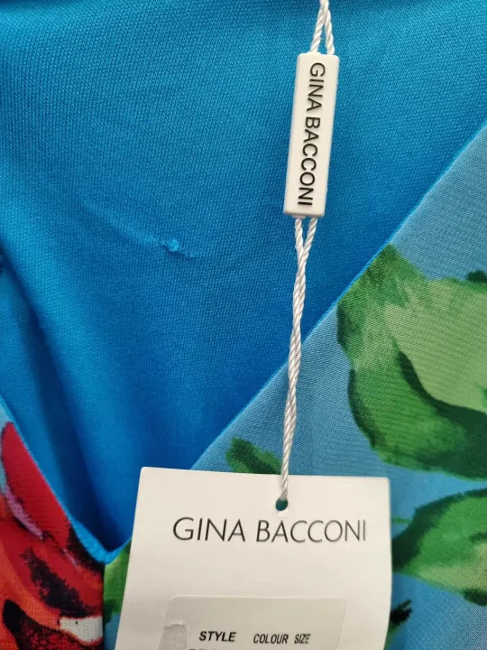 Gina Bacconi - Blue/Multi Jennifer Printed Twist Bodice Maxi Dress Size: Uk 10