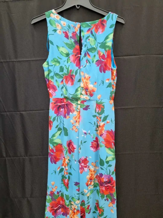 Gina Bacconi - Blue/Multi Jennifer Printed Twist Bodice Maxi Dress Size: Uk 10