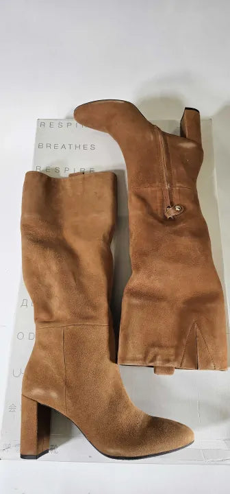 Brown Suede Pheby 80 Long Boots - Brown Size: 4