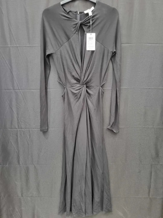 Reiss Black Faye Twist Front Midi Dress Size: Uk 10