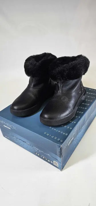 Geox - Black Leather Dalyla Ankle Boot - Black Size: Uk 4