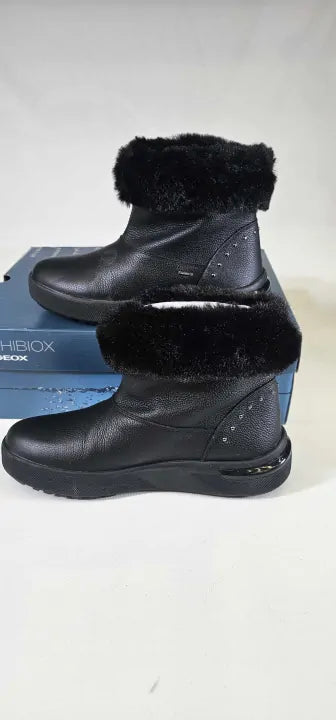Geox - Black Leather Dalyla Ankle Boot - Black Size: Uk 4