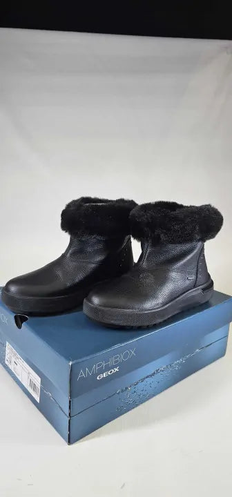Geox - Black Leather Dalyla Ankle Boot - Black Size: Uk 4