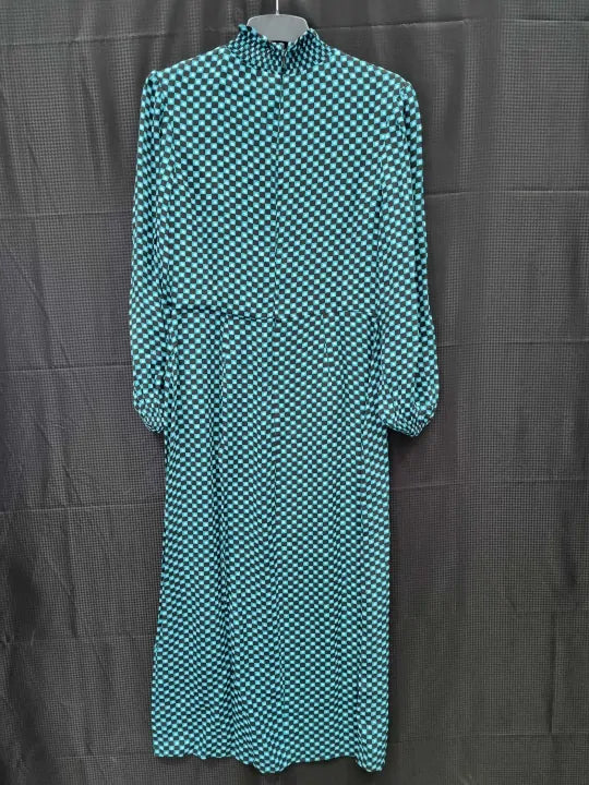 Whistles Blue Star Check Print Midi Dress Size: Uk 10