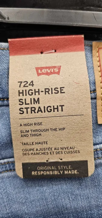 Levi's - Light Blue 724™ High Rise Straight Jeans - Blue Size: 34 /32