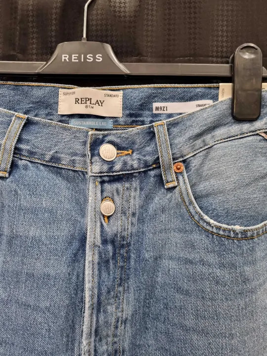Replay - Blue M9Zero1 Eco Plus Straight Stretch Jeans Size: W33/L32