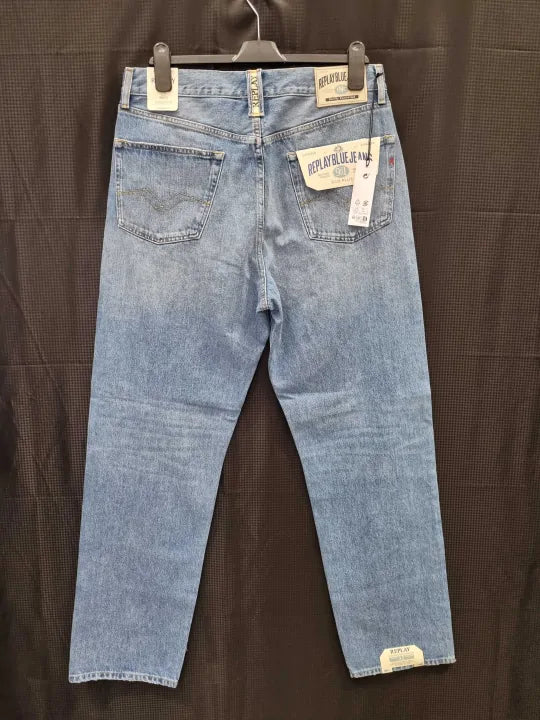 Replay - Blue M9Zero1 Eco Plus Straight Stretch Jeans Size: W33/L32