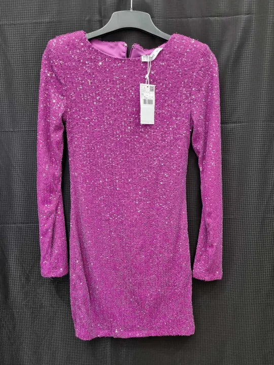Mango - Purple Sequin Mini Dress Size: Xsmall