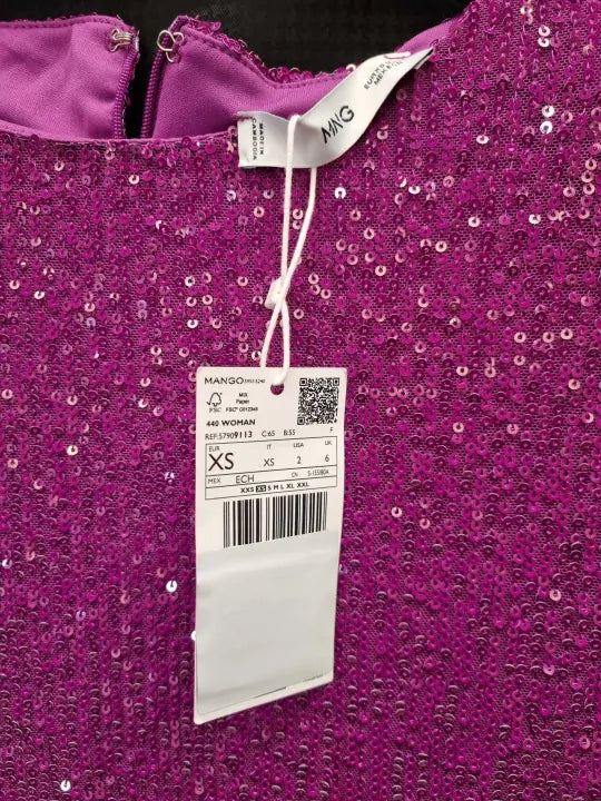 Mango - Purple Sequin Mini Dress Size: Xsmall