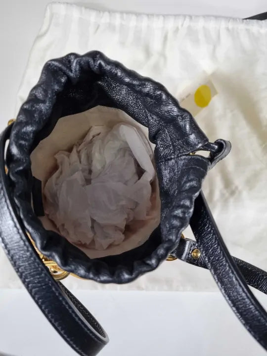 Gucci Horsebit Leather &Amp Straw Bucket Bag Size: One Size