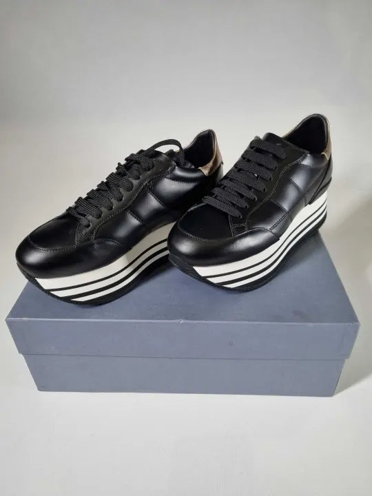 Hogan - White Grey And Black Platform Sneakers Size: Eur 37
