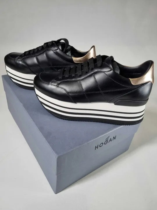 Hogan - White Grey And Black Platform Sneakers Size: Eur 37