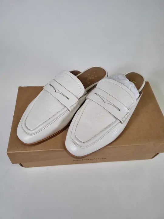 Jones Bootmaker - White Jola Slip On Flat Mules Size: Uk 4
