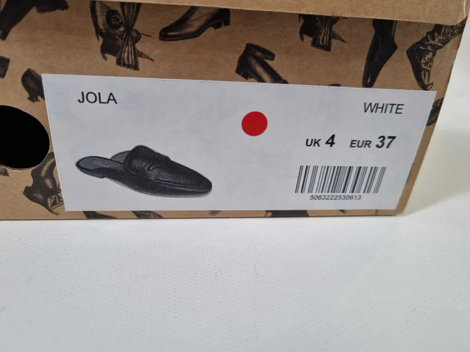 Jones Bootmaker - White Jola Slip On Flat Mules Size: Uk 4