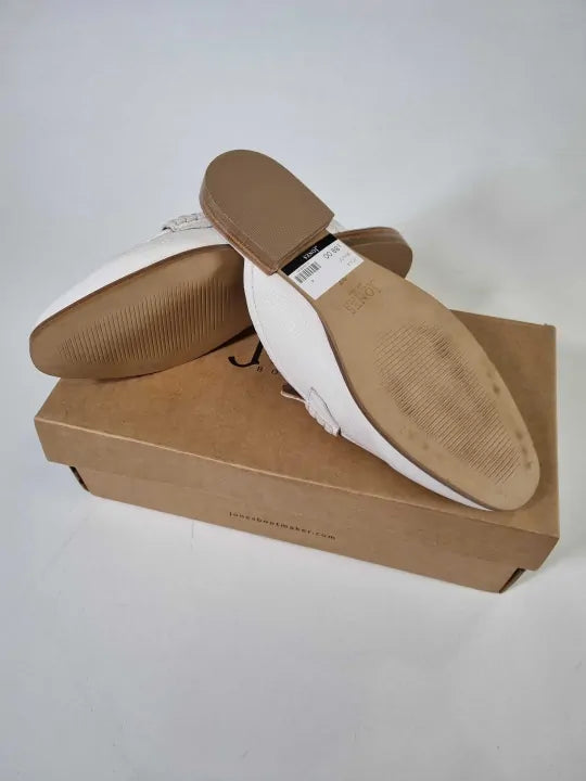 Jones Bootmaker - White Jola Slip On Flat Mules Size: Uk 4