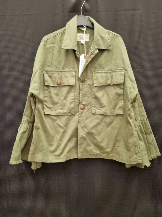 Current/Elliott The Ruffle Bell Sleeves Military Jacket Army Size: Small