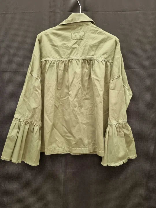 Current/Elliott The Ruffle Bell Sleeves Military Jacket Army Size: Small