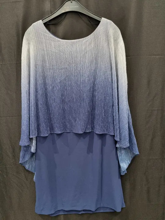 Shyla Foil Cape Chiffon Cocktail Dress Size: Uk 18