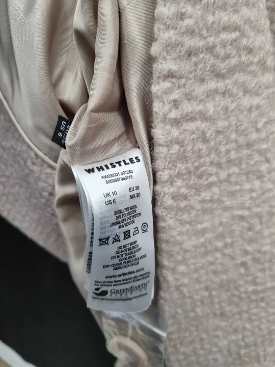 Whistles - Beige Anita Boucle Wool Blend Coat Size: Small