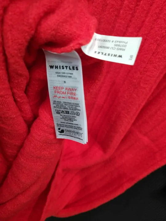 Whistles Red Ribbed Wool Blend Midi Dress Size: Small