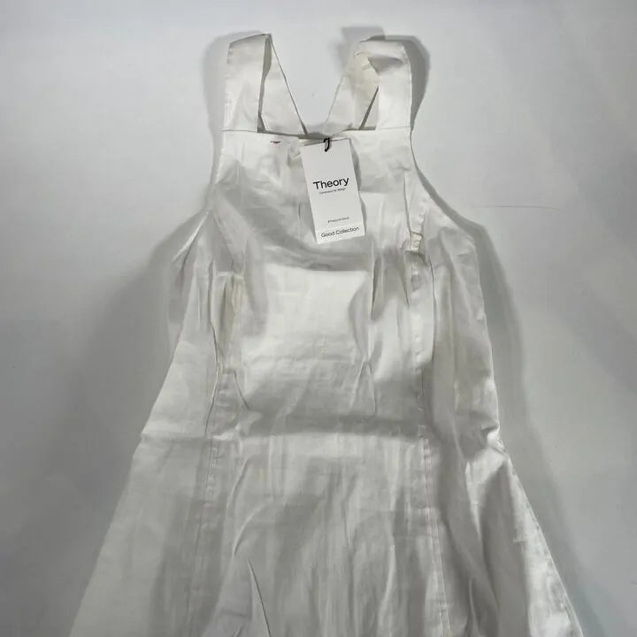 Theory - White Racer Linen Blend Dress Size: Uk 4