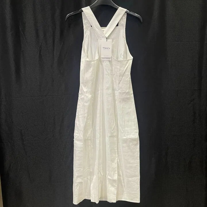 Theory - White Racer Linen Blend Dress Size: Uk 4