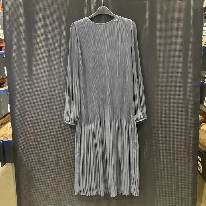 Mint Velvet-M-Dark Grey Pleated Midi Dress Size: Medium