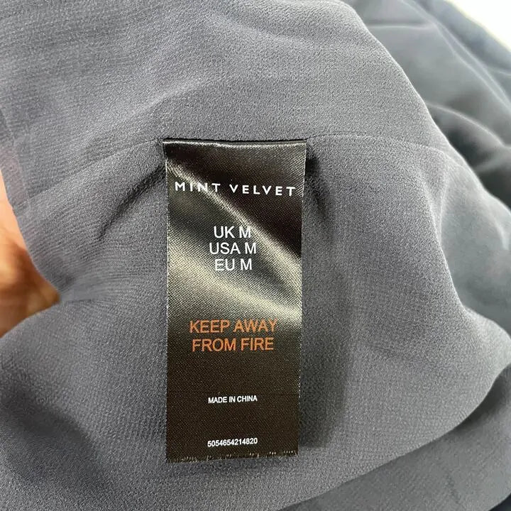 Mint Velvet-M-Dark Grey Pleated Midi Dress Size: Medium