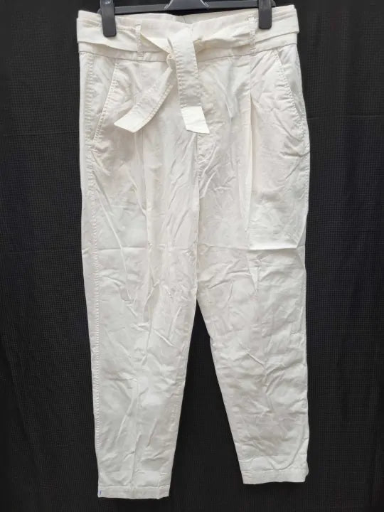 Polo Ralph Lauren White Twill Belted Blend Jeans Size: Uk 14