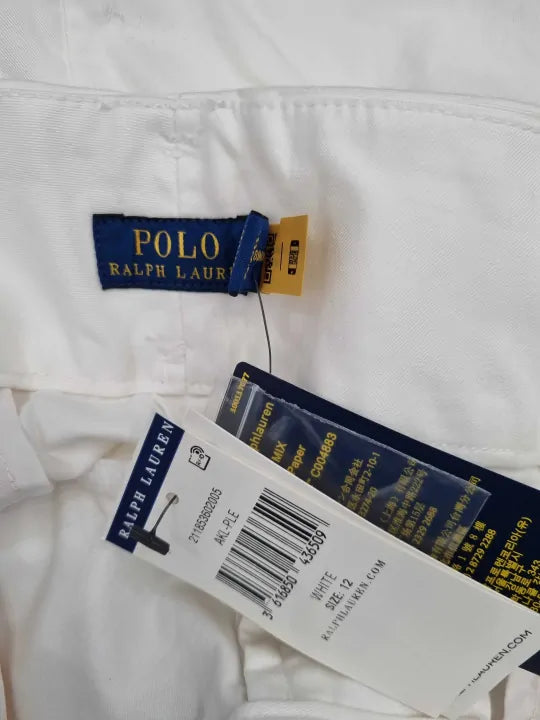 Polo Ralph Lauren White Twill Belted Blend Jeans Size: Uk 14