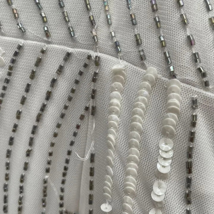 Adrianna Papell- White Sequins Dress Size: Uk 22/Eu 50