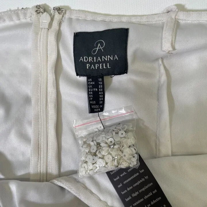 Adrianna Papell- White Sequins Dress Size: Uk 22/Eu 50