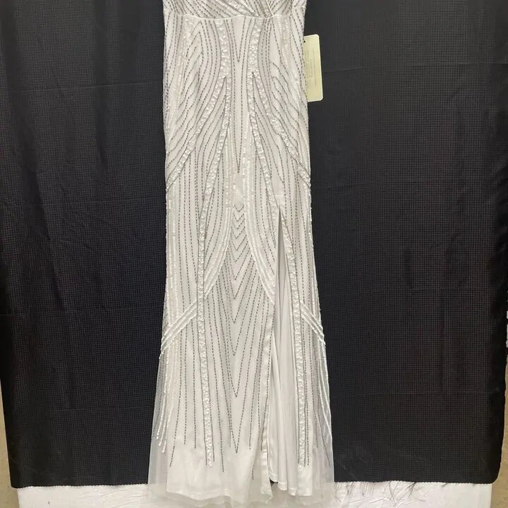 Adrianna Papell- White Sequins Dress Size: Uk 22/Eu 50